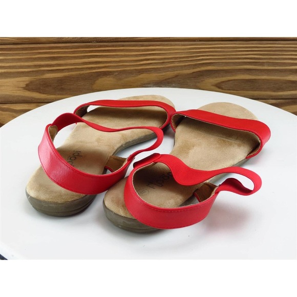Floopi Size 8 M Women Sandal Ankle Strap Red Synthetic - Picture 6 of 10